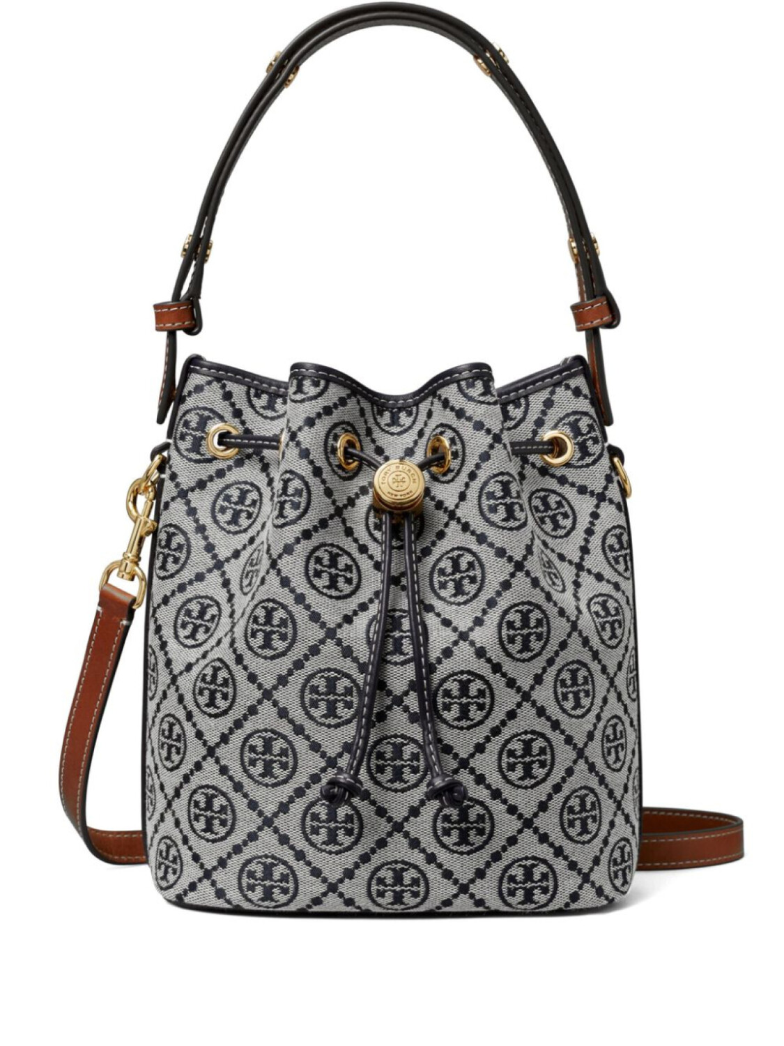 

Сумка-ведро Tory Burch T-Monogram, серый