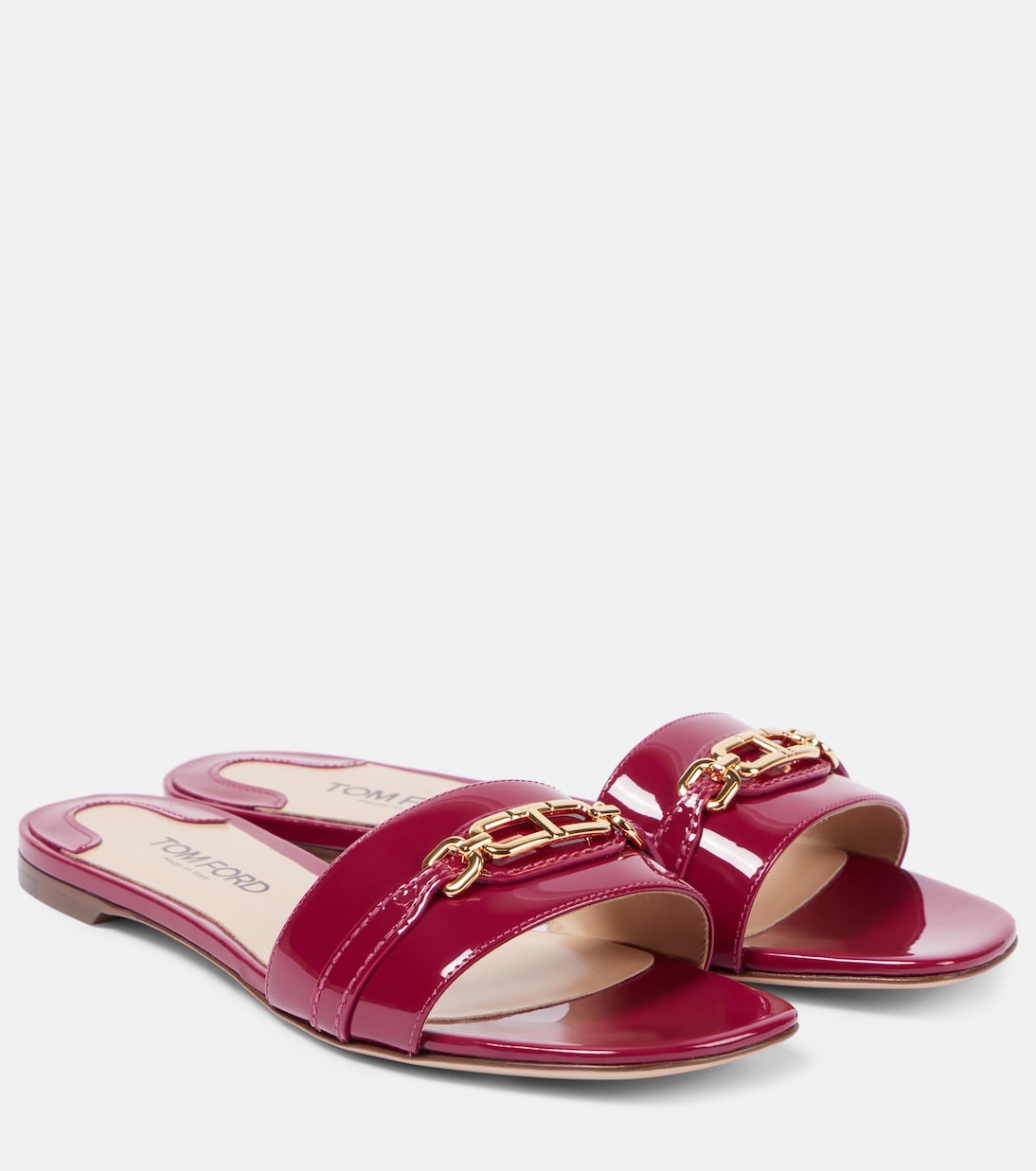 Шлепанцы Whitney Stadium T из лакированной кожи Tom Ford, Raspberry