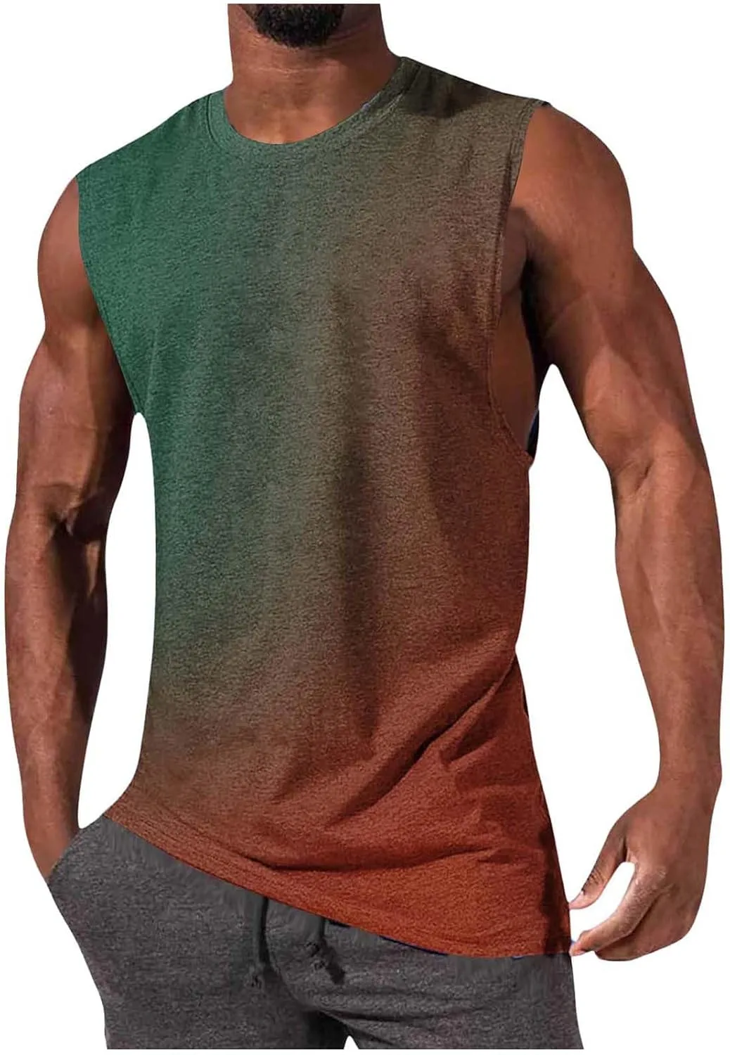 

Мужская градиентная майка летняя безрукавка Casual Loose Fit Round Neck