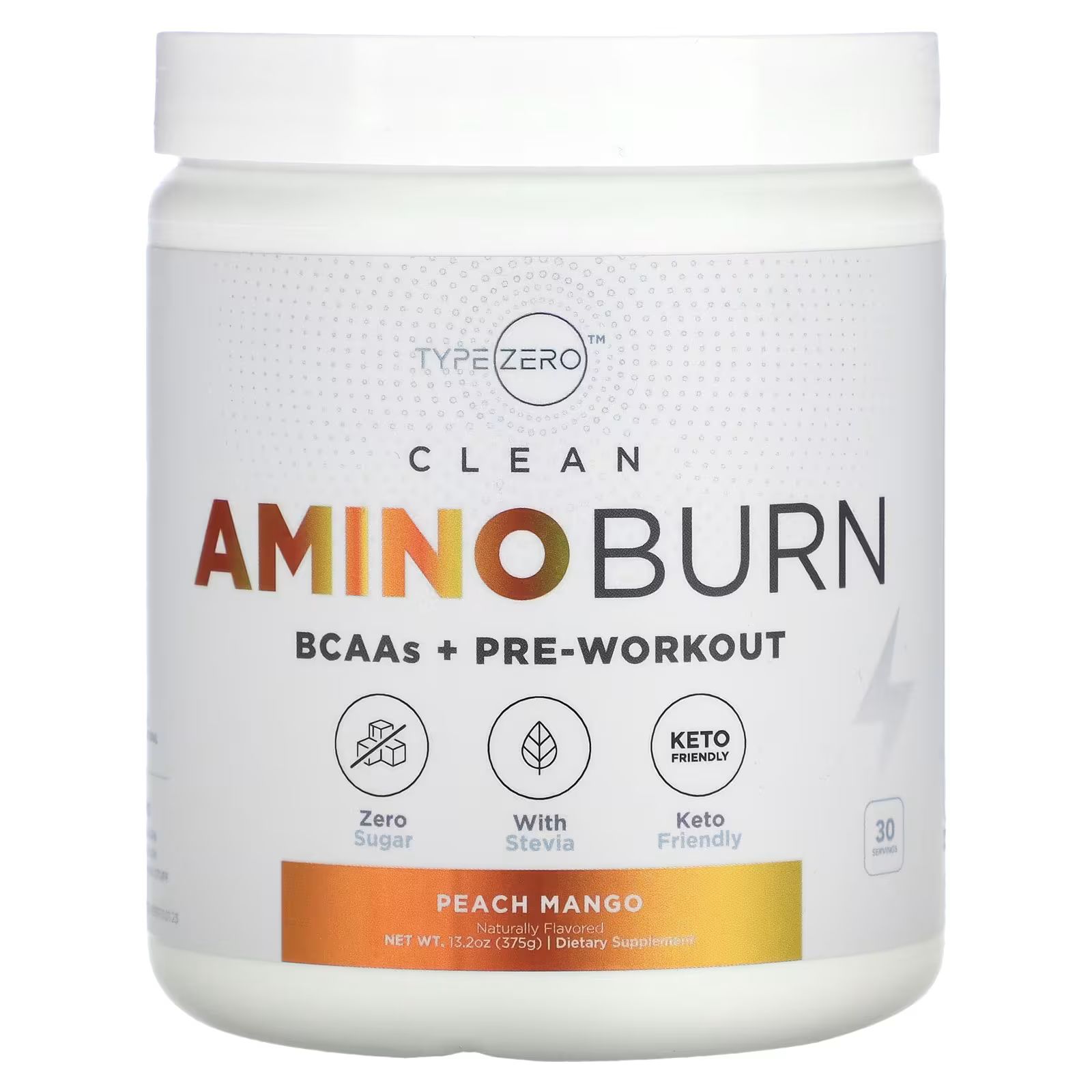 

Clean Amino Burn, персик и манго, 13,2 унции (375 г) Typezero