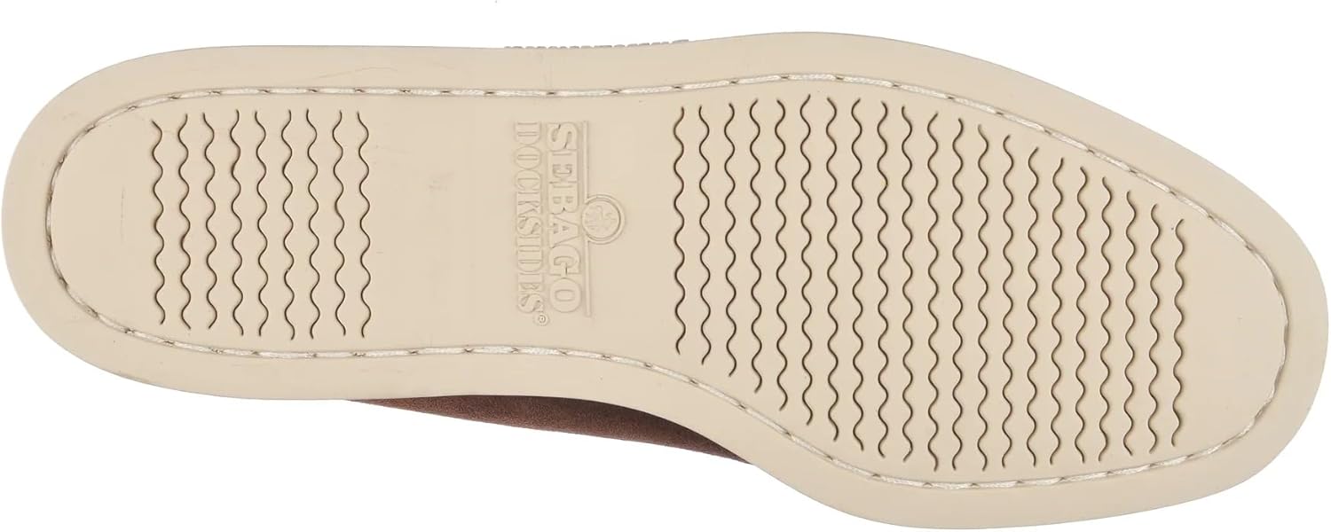Мужские лоферы Sebago Frank Boat Roughout - ручная работа из нубуковой кожи с кожаной внутренней отделкой и резиновой подошвой с протектором, не оставляющей следов и не скользящей, темно-коричневый — фото 4
