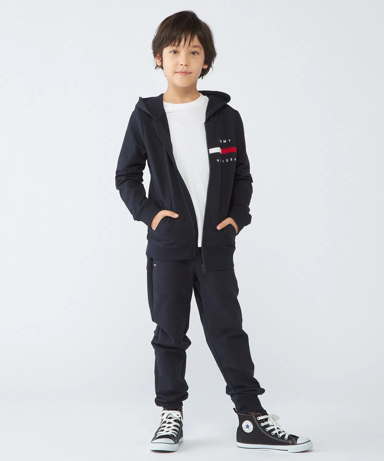 Детская кофта-худи на молнии с ребристыми вставками TOMMY HILFIGER, серый — фото 4