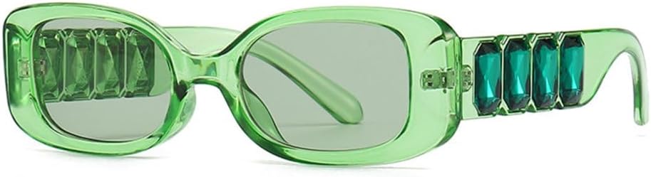 

Прямоугольные роскошные солнцезащитные очки с бриллиантами для женщин и мужчин, винтажные солнцезащитные очки для женщин, очки с защитой от УФ-излучения UV400 TYUVIVO, C2 Green Green