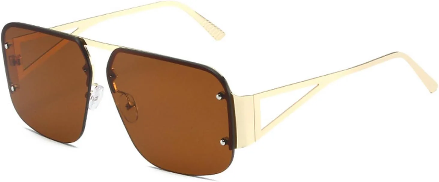 

Laureles Модные квадратные солнцезащитные очки для женщин и мужчин в металлической оправе, очки-пилот для вождения, путешествий и активного отдыха, Brown