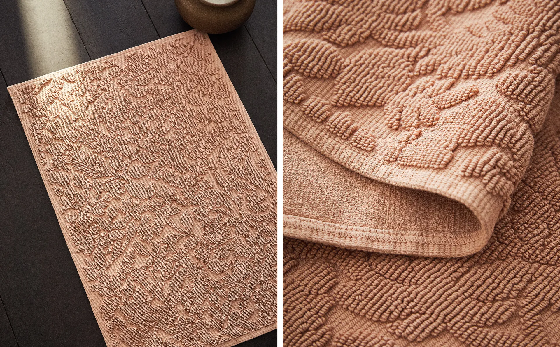 

Нескользящий велюровый жаккардовый коврик для ванной Zara Home, розовый