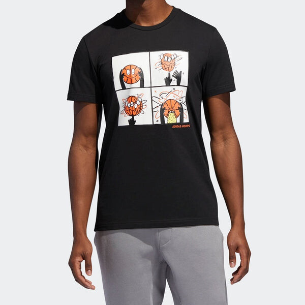 Футболка basketball cartoon printing short sleeve black Adidas, черный — фото 3