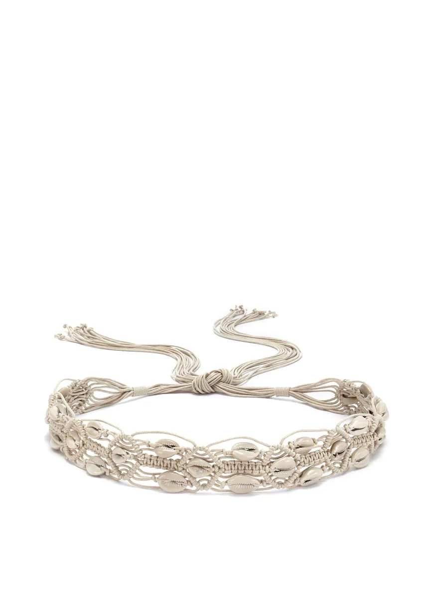 

LASCANA Поясной ремень с ракушками, пояс для украшений, пояс для платья и комбинезона, пояс для живота, цвет Natur-Naturweiß