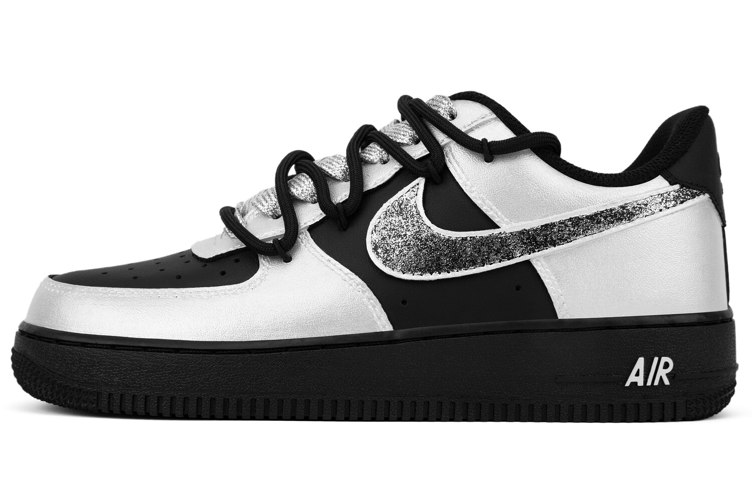 

Кроссовки Nike Air Force 1 Skateboarding Shoes Men Low-top Silver, черный/серебряный