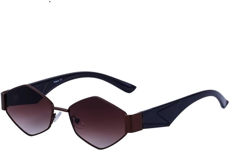 

Металлические ромбовидные солнцезащитные очки для женщин, роскошные модные солнцезащитные очки неправильной формы для мужчин, модные многоугольные солнцезащитные очки generic, C2 Brown