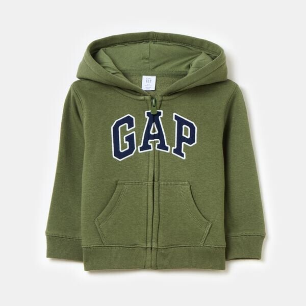 

Толстовка на молнии с капюшоном и вышитым логотипом Gap, зеленый