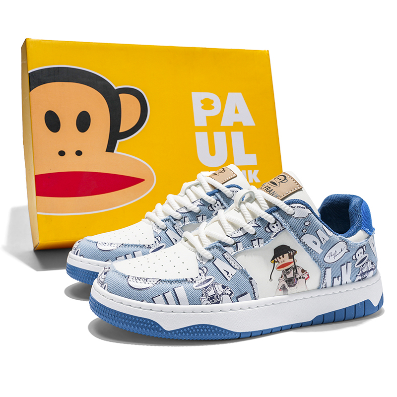 

Студенческие кроссовки Unisex Mismatched Couple Shoes из искусственной кожи, низкие, для скейтбординга PAUL FRANK, denim синий
