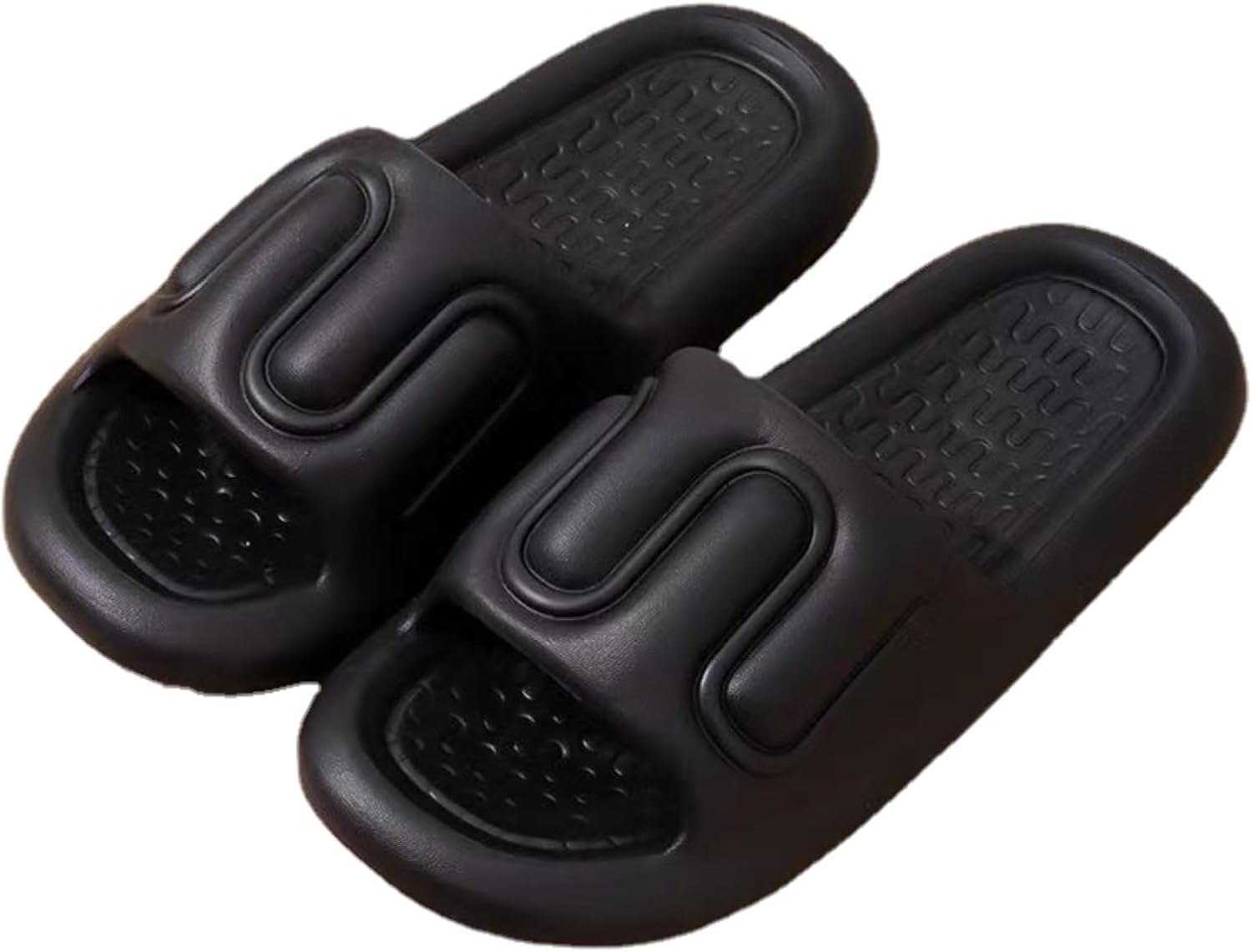 

Тапочки-подушечки для женщин и мужчин, шлепанцы, сандалии для душа, шлепанцы Cloud Slides с толстой амортизирующей подошвой Srdmuph, черный