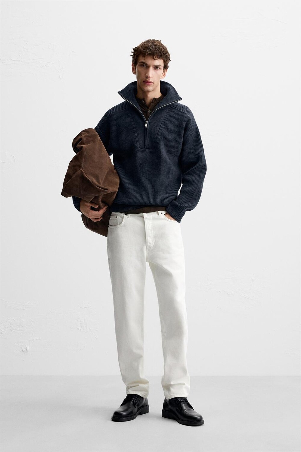

Свитер с четвертью молнией ZARA, зеленый/синий