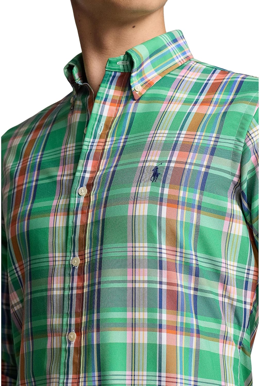 POLO RALPH LAUREN Мужская классическая рубашка Oxford в клетку, Green/Blue Multi — фото 3