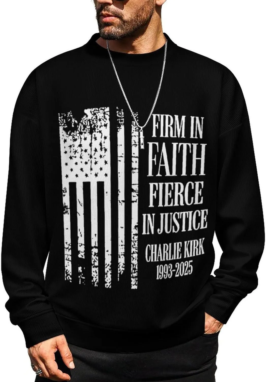 

Свитер Charlie Kirk мужской, свободный крой, длинный рукав CONGIRLBOON