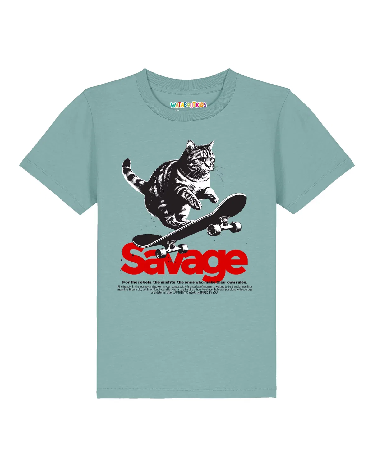 Футболка 'Savage Cat' Watabout.Kids, Turquoise