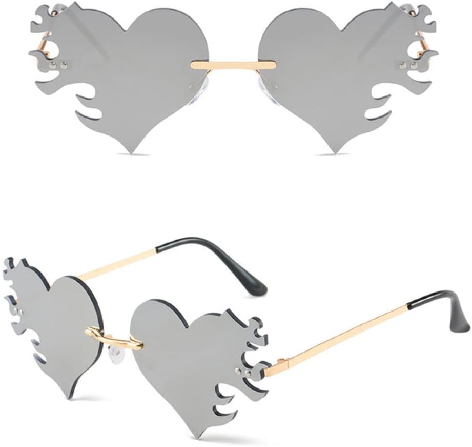 

Женские солнцезащитные очки в стиле «Сердце и пламя» 2027 года, без оправы, с градиентным переходом цвета, защитой от УФ-излучения UV 400 и металлическим корпусом MTZJH, C6