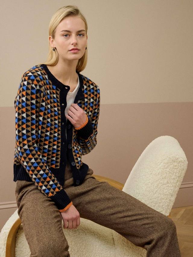 

Кардиган Folk Fair Isle из чистой мериносовой шерсти Brora, Navy