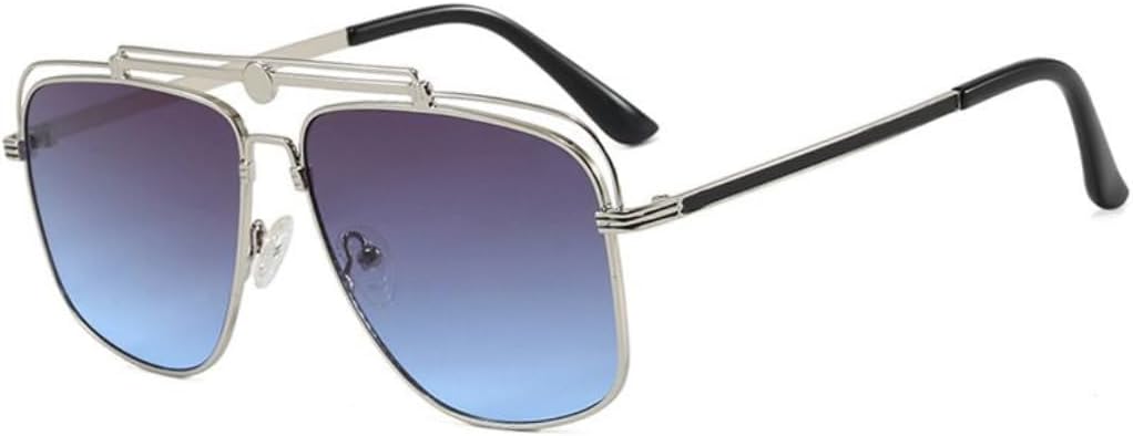 

Винтажные металлические солнцезащитные очки с двойной перемычкой для женщин, популярные в стиле панк, для активного отдыха и вождения, мужские солнцезащитные очки UUPTTPL, Gray Blue