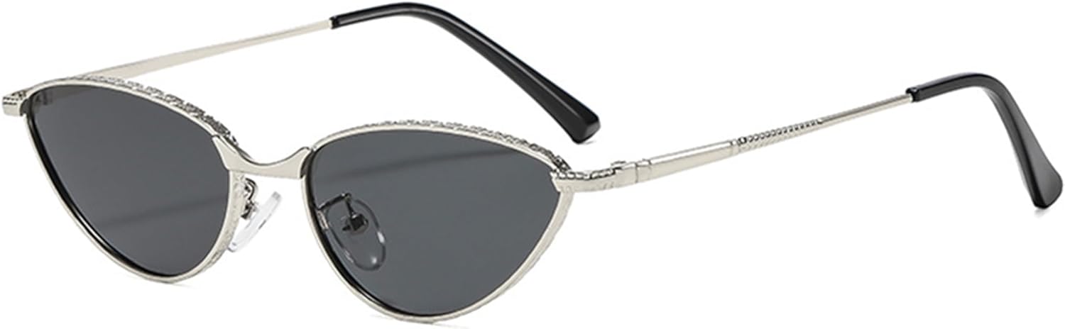 

Солнцезащитные очки Bullabulling в стиле ретро, ​​овальные, для женщин, 90-е годы, маленькие овальные очки «кошачий глаз», винтажная металлическая оправа с пружинным шарниром, Silvery