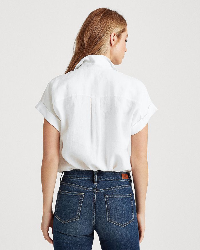 Льняная рубашка с рукавом долман на пуговицах, Regular & Petite Ralph Lauren, белый — фото 3