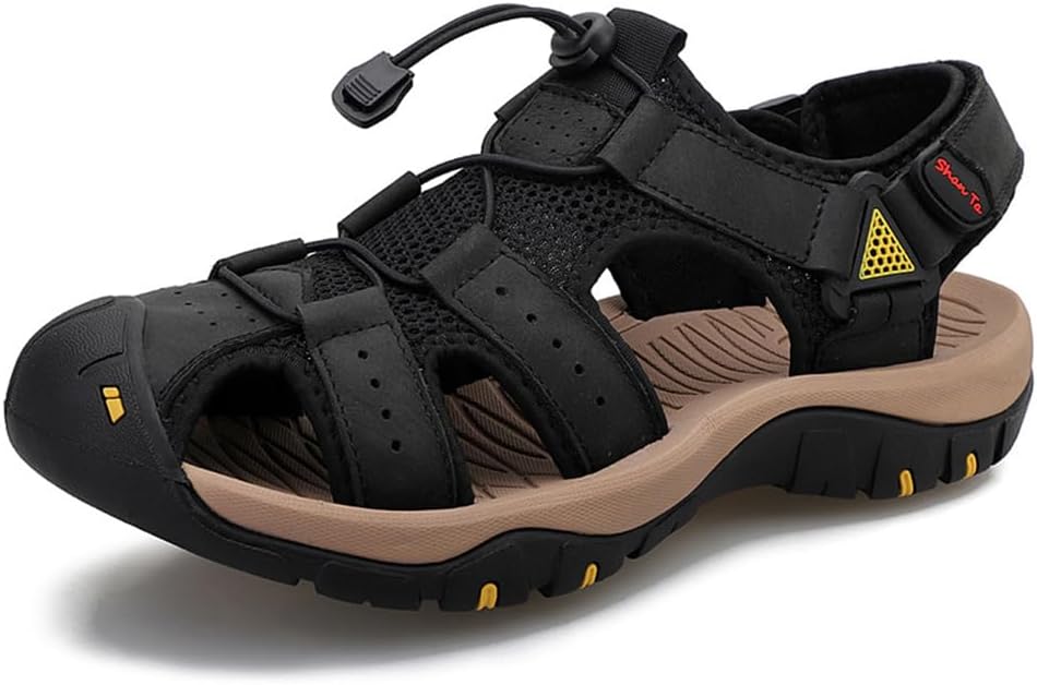 

Мужские повседневные сандалии Rojeam для ходьбы, пляжные туфли с закрытым носком, спортивные сандалии для активного отдыха, летние сандалии для походов и треккинга, черный