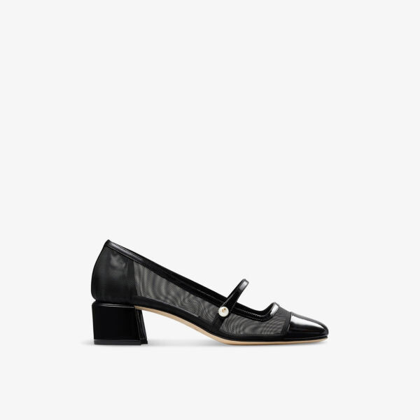 Туфли elisa 45 на каблуке из сетки и лакированной кожи Jimmy Choo, черный