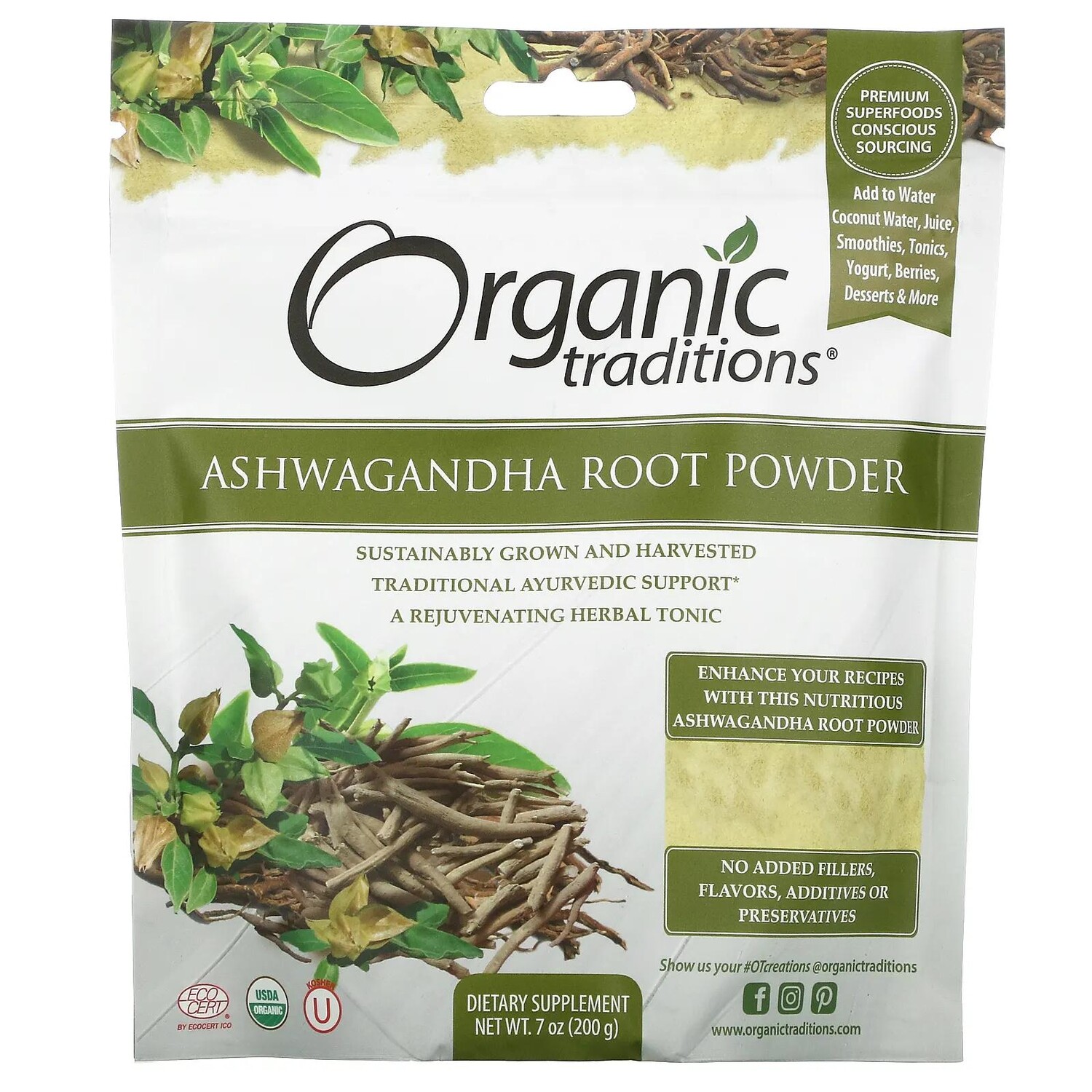 

Organic Traditions Порошок корня Ашваганды 7 унций