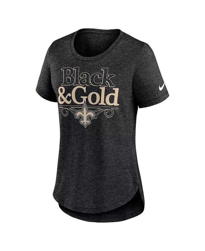 Женская черная футболка из трех смесей New Orleans Saints Local Fashion Heather Nike — фото 3