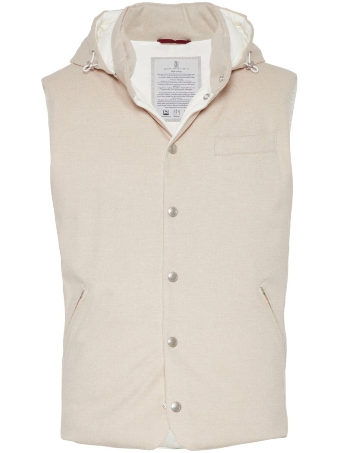 

Brunello Cucinelli дутый жилет с капюшоном, нейтральный цвет