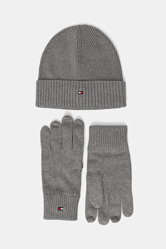 

Комплект из 2 кашемировых шапок и перчаток Tommy Hilfiger, серый