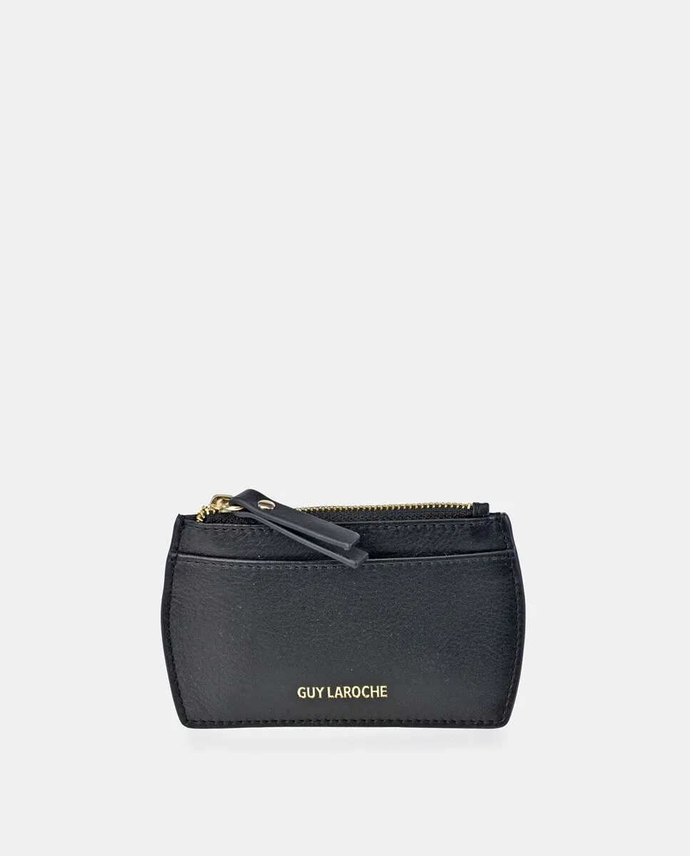 

Кожаный держатель для карт на молнии Guy Laroche, чёрный