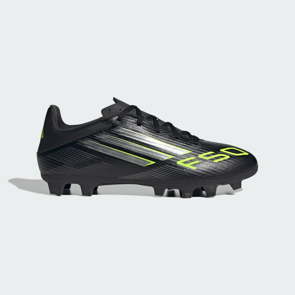 Бутсы Adidas F50 Club Firm/Multi-Ground Cleats, цвет Core Black/Iron Metallic/Lucid Lemon — фото 2