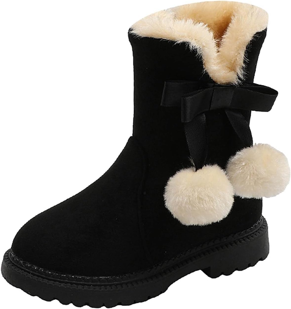 

Детские зимние ботинки для девочек с утеплителем из искусственного меха, укороченные ботильоны с противоскользящей подошвой, зимние короткие ботинки для улицы, милые походные ботинки Generic, #004