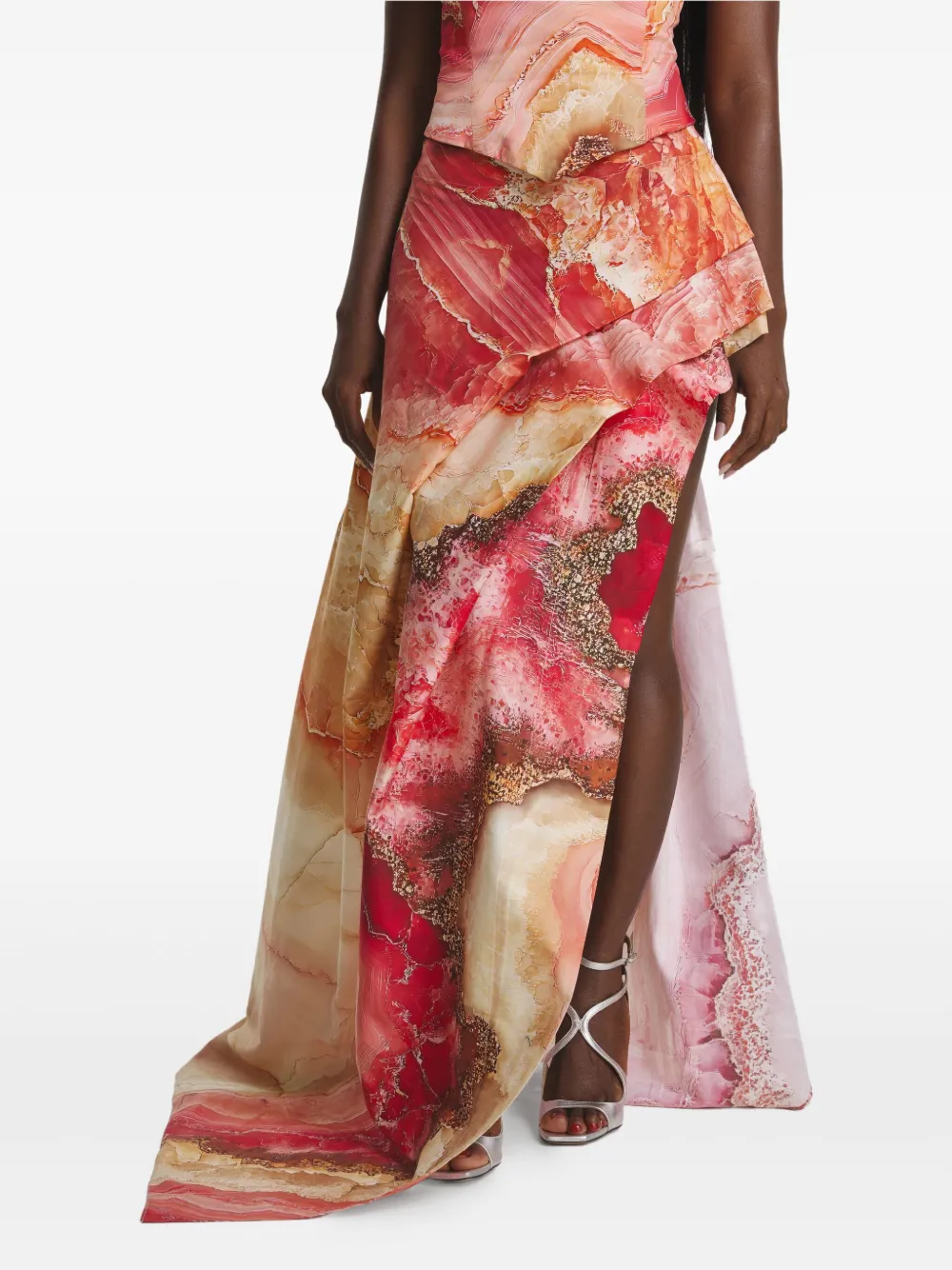 

Макси-юбка с асимметричным кроем и принтом Irina Voinea, розовый