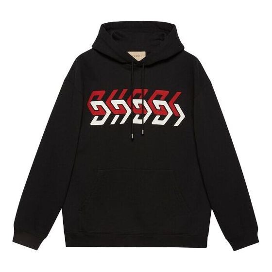 

Толстовка GUCCI Jersey Hoodie with Gucci Mirror Print 'Black', черный