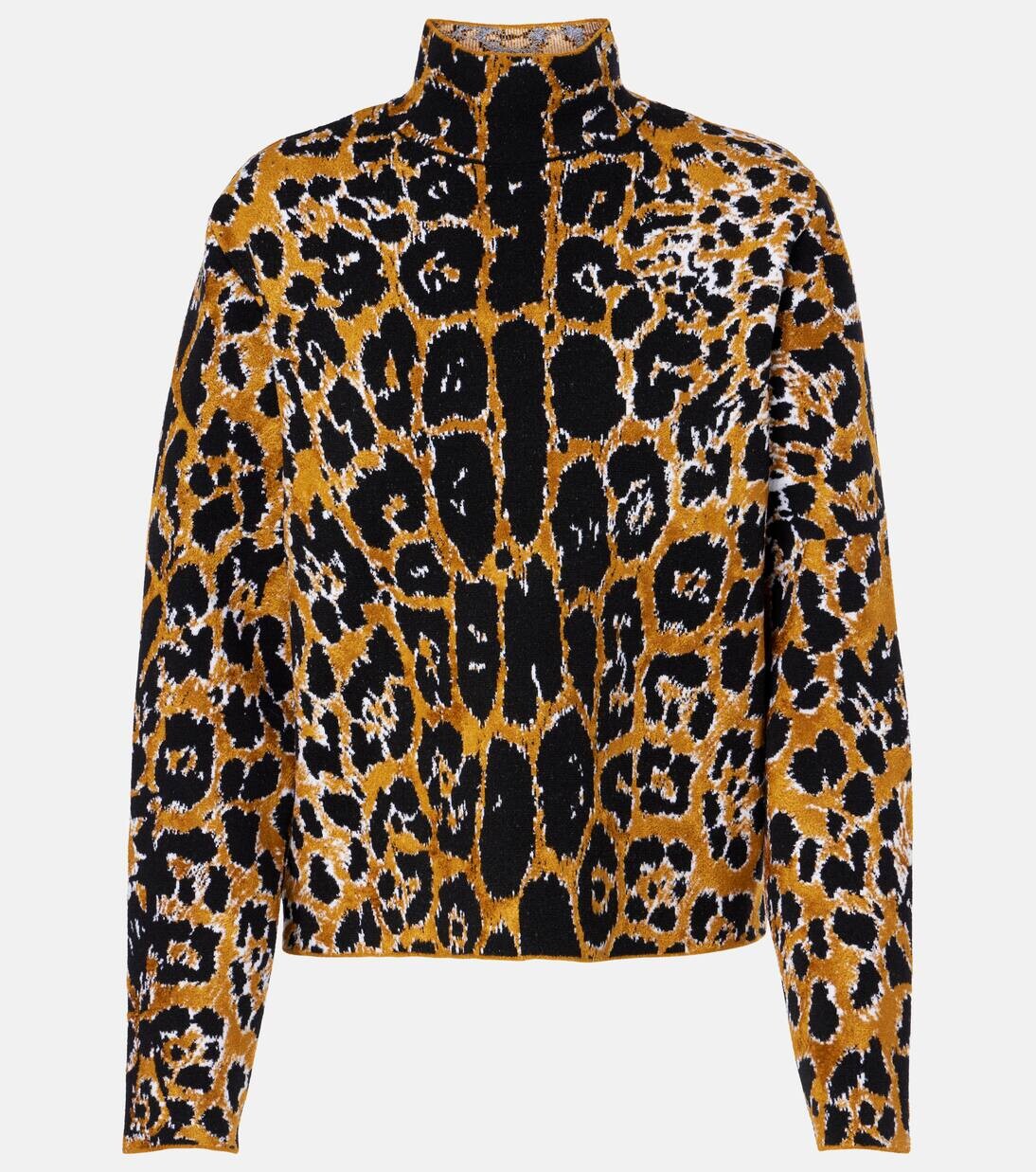 

Свитер с леопардовым жаккардом Alaïa, цвет noir/multicolor
