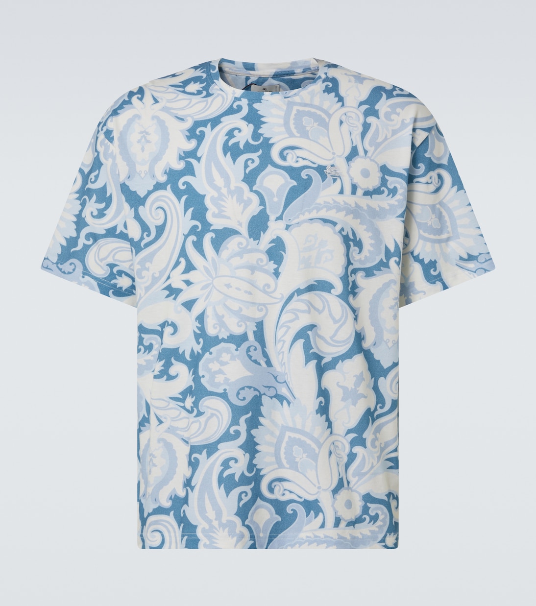 

Футболка из хлопкового джерси с принтом Soho Etro, Print On Pale Blue Base