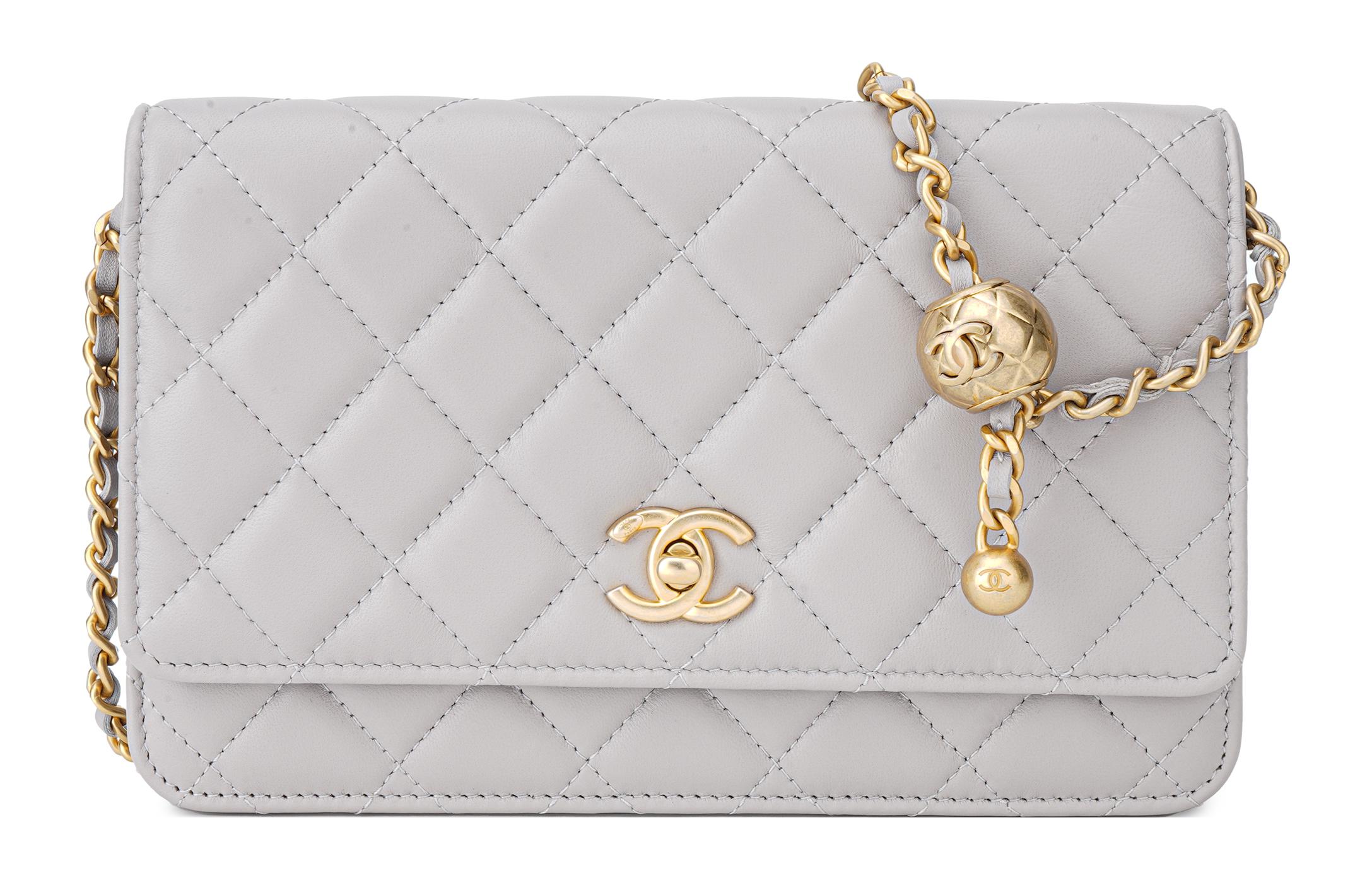 

Сумка на плечо из овчины WOC, мини-кроссбоди женская светло-серая CHANEL