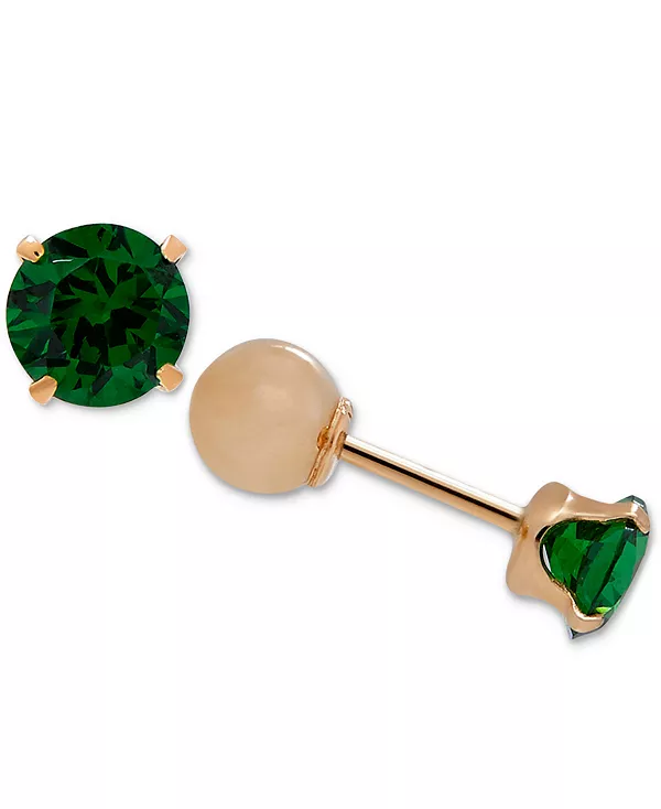 

Детские двусторонние серьги с кубическим цирконием из 14-каратного золота Macy'S, may