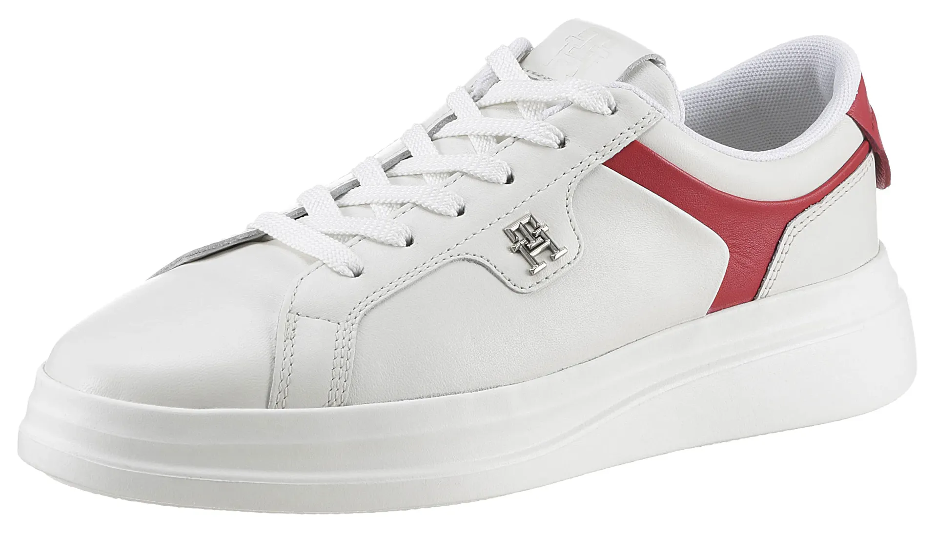 

Кроссовки на платформе Tommy Hilfiger "POINTY COURT SNEAKER", узкой конической формы, повседневная обувь, полуботинки, туфли на шнуровке, цвет Ecru-Rot