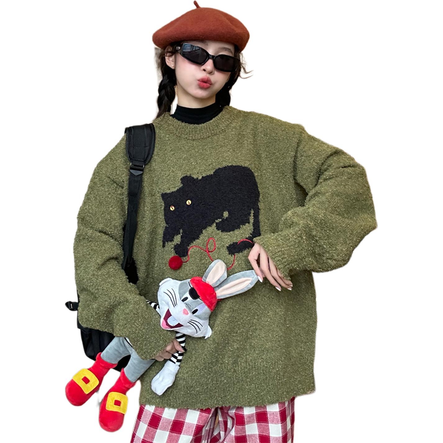 

NEVER RULE Трикотажный свитер Unisex Green Crew Neck Moderate