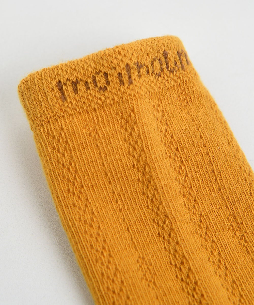 Длинные вязаные носки с ромбовидным узором Moimoln, Mustard — фото 3