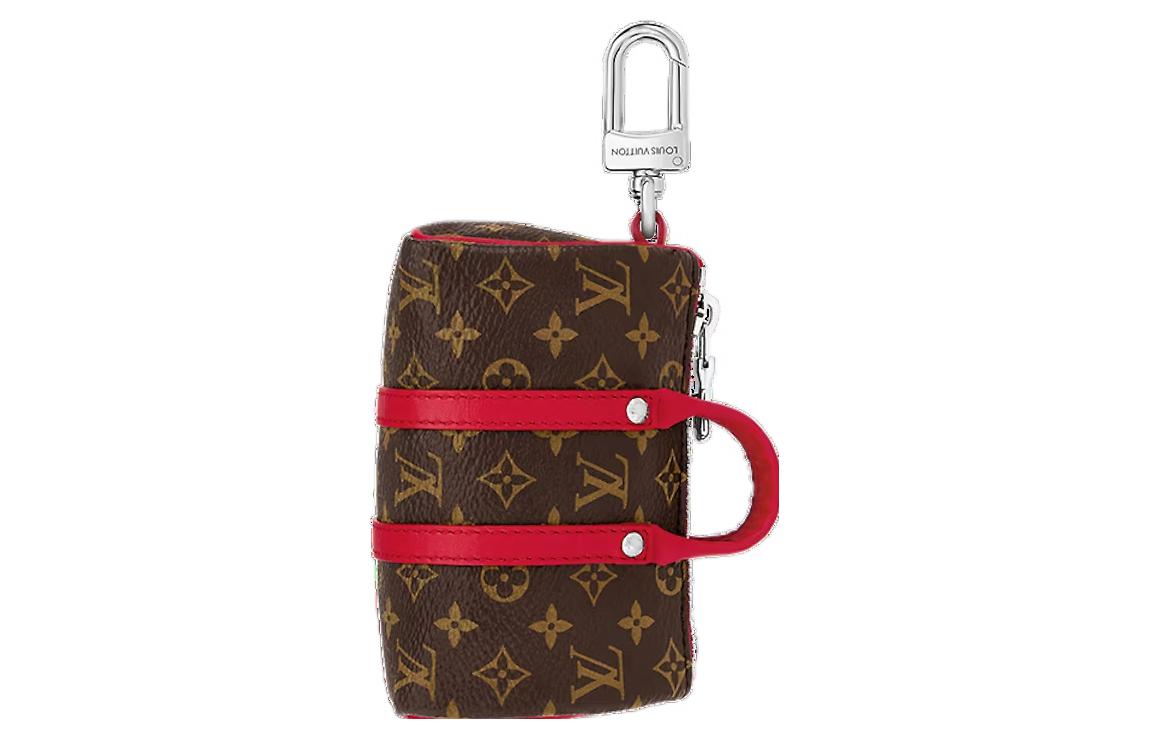 

LOUIS VUITTON Сумка Keepall из холста с кожаным брелоком мужская красная, Red