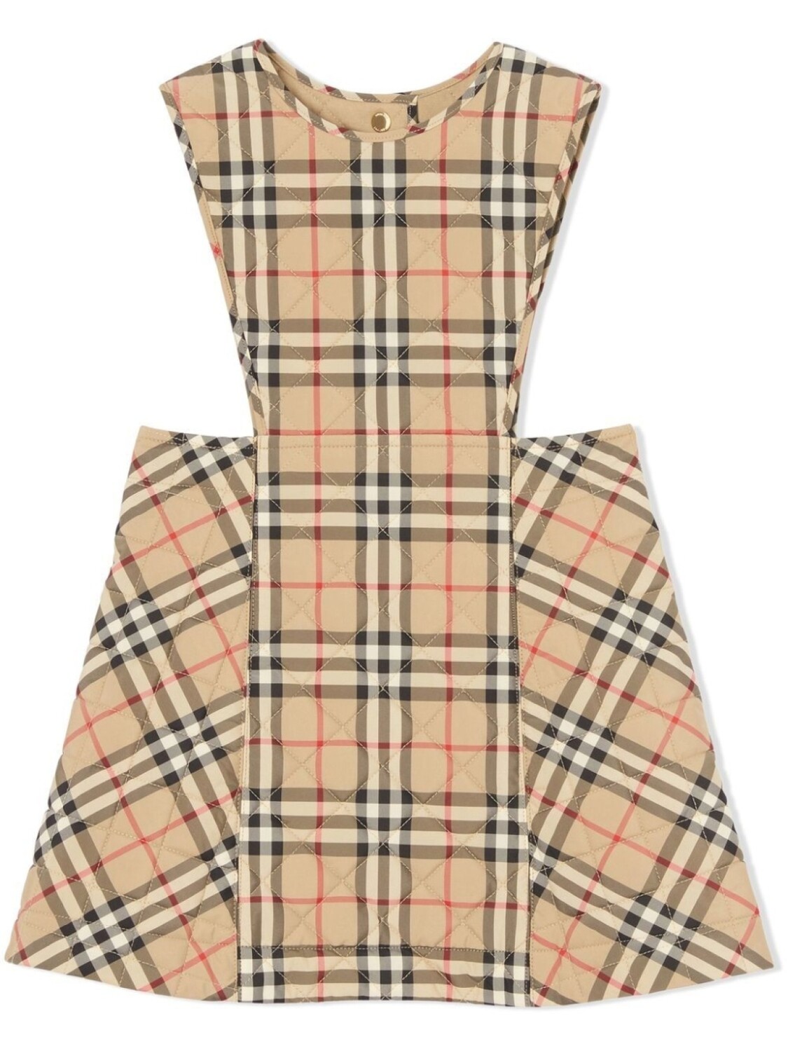 

Burberry Kids стеганый сарафан в клетку, нейтральный цвет