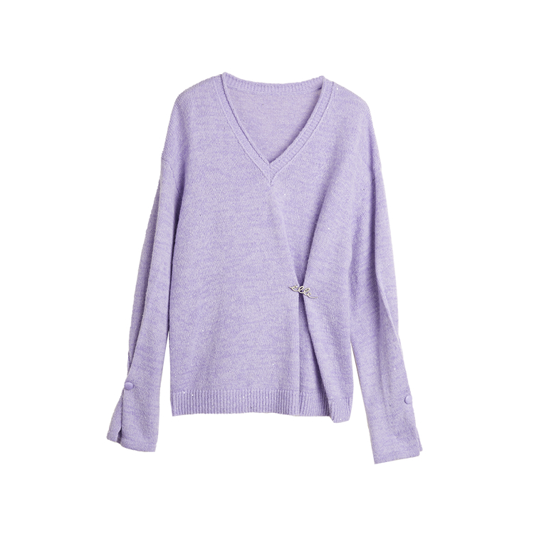 

ELLE Трикотажная кофта Women's Purple V-образный вырез Moderate