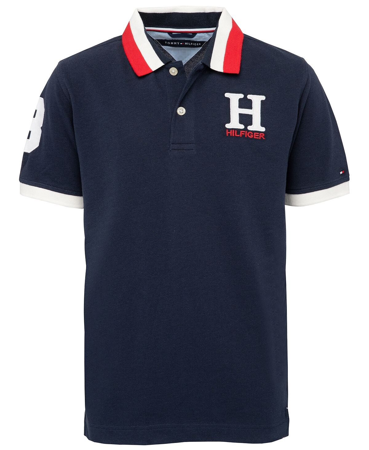 Матовая футболка-поло с полосатым воротником и вышивкой Big Boys Tommy Hilfiger — фото 2