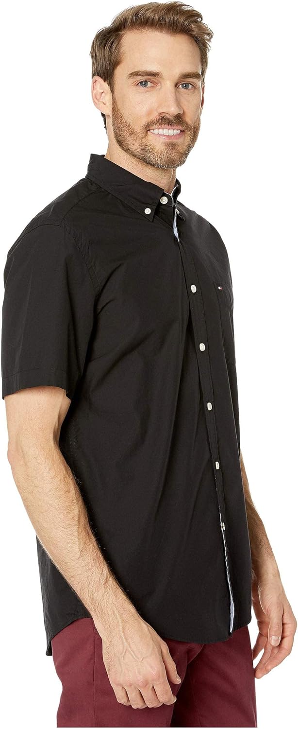 Мужская рубашка Tommy Hilfiger с коротким рукавом и застежкой на пуговицы, Black — фото 3