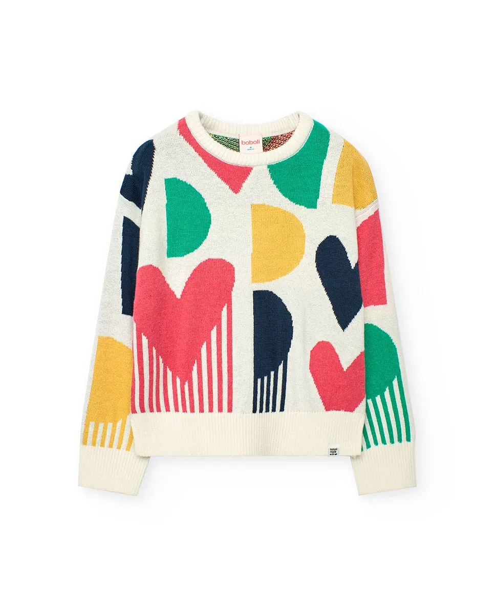 

Детский джемпер с фантазийным принтом и круглым вырезом Boboli, мультиколор