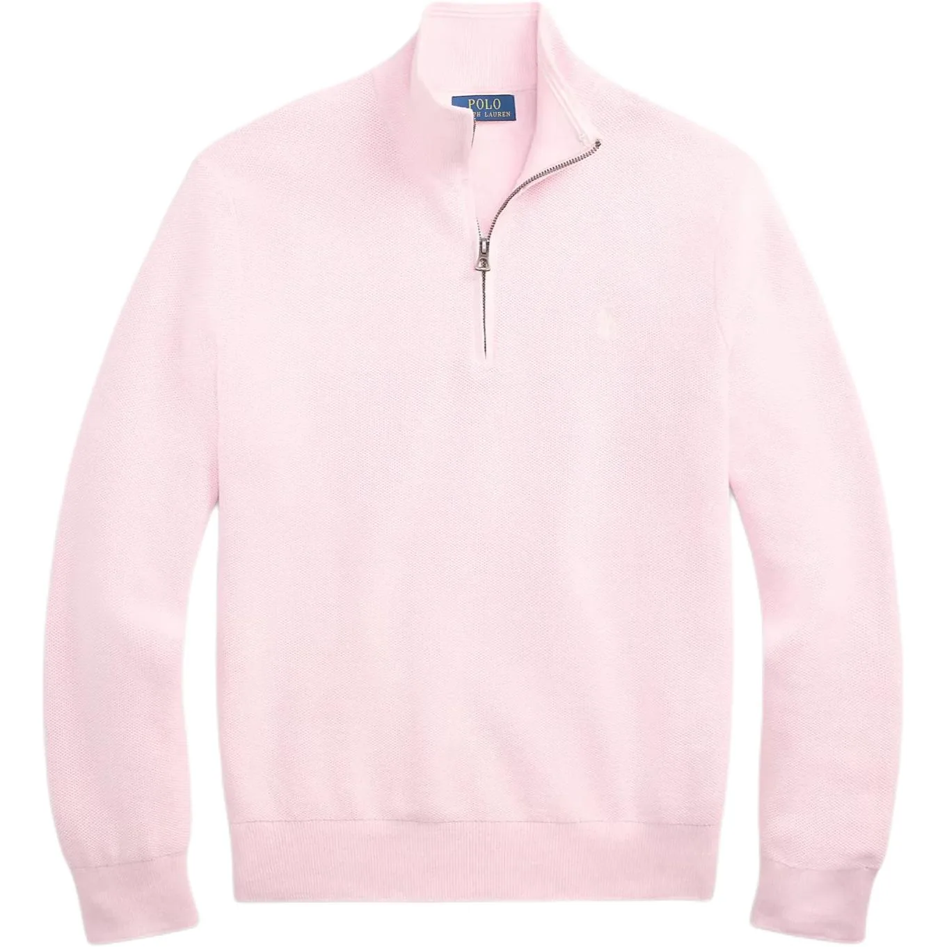 Поло-свитер с сетчатой вязкой и четвертной молнией Ralph Lauren, розовый
